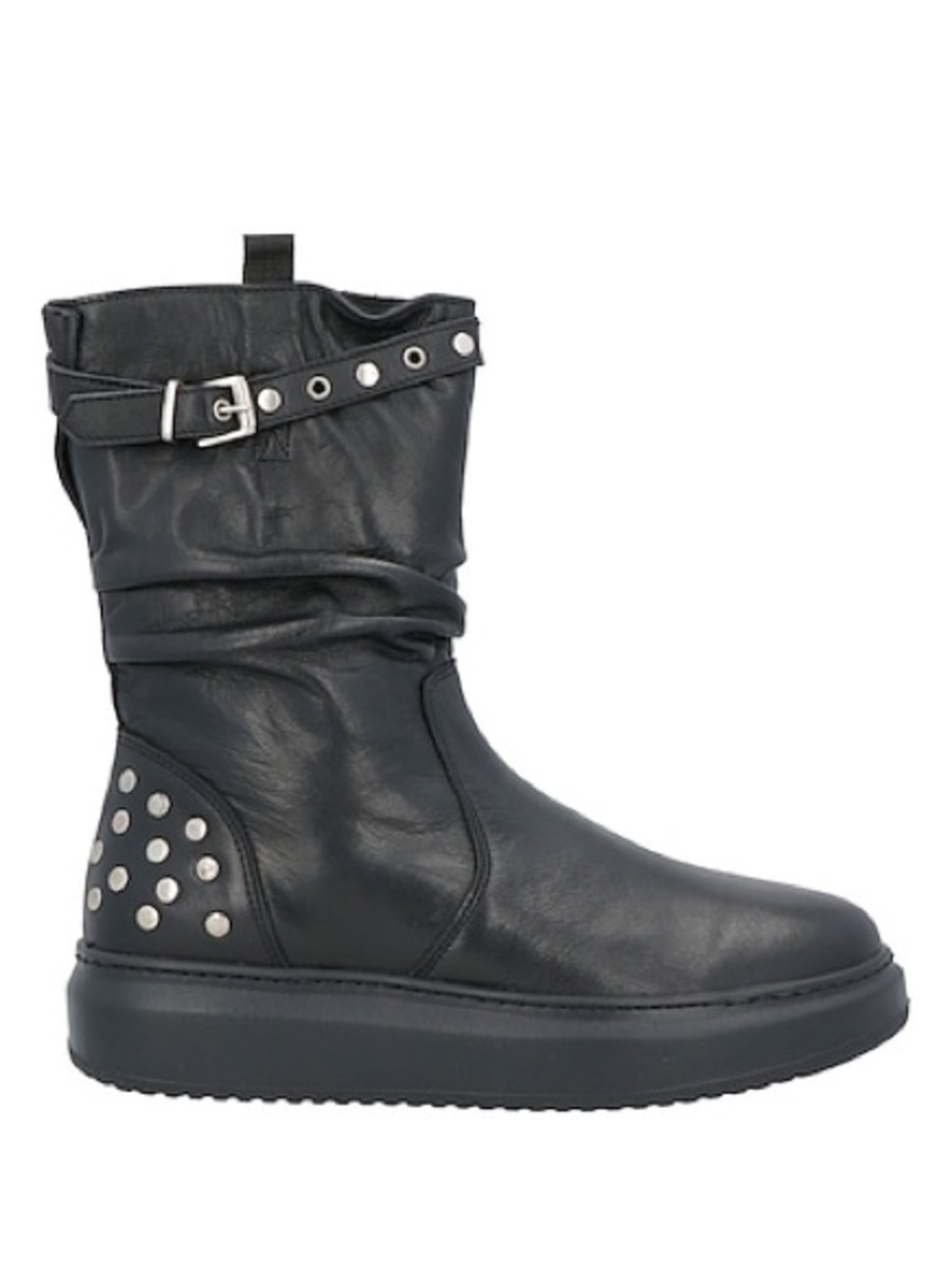 NWT CafeNoir Women's Black Studded Mid-Calf Leather Boots